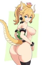 1girls big_ass big_breasts bowser bowsette mario_(series) nude nude_female rule_63 solo tagme