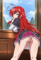 2d ai_assisted ai_generated anime anime_style aroused bare_pussy bedroom blue_eyes casual_exposure casual_nudity clothes_on demon demon_girl execro female female from_behind hi_res high_school_dxd highres ignoring indoors intimacy large_breasts long_hair lovers male_pov night no_panties novelai perky_breasts pov pussy pussy_peek red_hair rias_gremory soft_breasts solo solo_female solo_focus spread_legs straight_hair uncensored vagina
