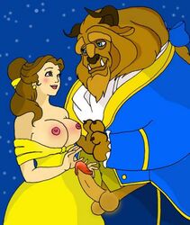 beast_(disney) beauty_and_the_beast belle disney disney_princess female human male nipples penis straight testicles yaoinami