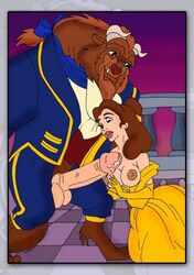 beast_(disney) beauty_and_the_beast belle breasts disney disney_prince disney_princess female human male nipples penis straight yaoinami