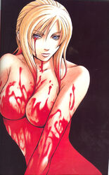 aya_brea bleeding blonde_hair blood blue_eyes breasts casual female human injury nomura_tetsuya nude pale_skin parasite_eve