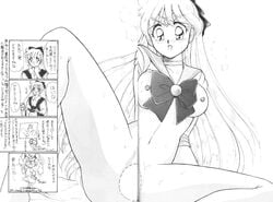 1990s 1993 1girls 20th_century bishoujo_senshi_sailor_moon bow clothing female mercy_rabbit minako_aino nude sailor_venus skirt skirt_lift small_breasts spread_legs straight_hair tagme translation_request