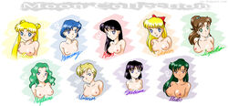 ami_mizuno bishoujo_senshi_sailor_moon blonde_hair blue_hair bow breasts brown_hair bust double_bun everyone female female_only green_hair hairbow haruka_tenou hotaru_tomoe human long_hair makoto_kino michiru_kaiou minako_aino multiple_females multiple_girls nipples ponytail purple_hair rei_hino s2x setsuna_meiou short_hair small_breasts smooth_skin tied_hair usagi_tsukino