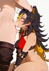 ai_generated cum_in_mouth deepthroat dehya_(genshin_impact) fellatio genshin_impact