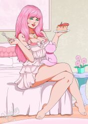 big_breasts boobs cake cute dress feet pink_hair princess purplegum