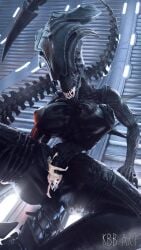 1boy 1girls alien_(franchise) alien_girl creampie cum cum_inside human_on_humanoid kingbigballs larger_female size_difference smaller_male taller_girl xenomorph xenomorph_queen