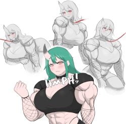 abs alternate_muscle_size arknights hoshiguma_(arknights) muscular_female zeph505