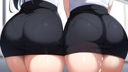 2girls after_sex ai_generated ass ass_focus asses_touching big_ass cum cum_drip cum_dripping cum_dripping_down_thighs cum_on_thighs curvy curvy_female curvy_figure from_behind multiple_girls office office_clothing office_lady office_skirt panties_visible_through_clothing pantylines scarabb secretary self_upload standing thick_thighs thighs