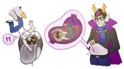 alien alien_humanoid black_hair black_hair_male clothed clothed_male color colored colored_skin cronus_ampora digestion eridan_ampora father father_and_son fins grey_skin homestuck homestuck_troll horn horns humanoid humanoid_alien incest incest_(lore) male_pred mobiusdouble scar short_hair short_hair_male son troll vore