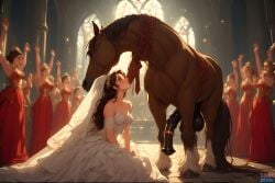 ai_assisted beastbride beastiality bestiality_marriage big_cock big_testicles bridesmaid brown_fur brown_hair brunette_hair cathedral church church_interior clothed_female cock_ring cock_ring_(decorative) cock_worship equine equine_genitalia equine_penis feral feral_on_female feral_on_human flared_penis horse horse_balls horse_penis horsecock horsecock_on_humanoid huge_balls huge_cock hyper_penis kneeling kneeling_female kneeling_on_ground kneeling_oral_position married_to_feral married_to_penis petite_body petite_female petite_girl submission submissive_bride submissive_female submissive_human submissive_pose tiara wedding wedding_dress wedding_ring wedding_veil zoophilia