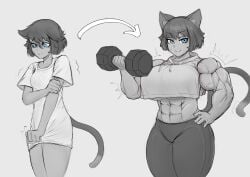 abs blue_eyes cat_girl large_breasts muscle_growth muscular_female original_character zeph505