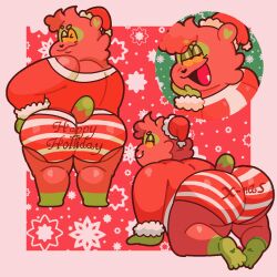 1boy 1male anthro anthro_only anthrofied anukkyt ass ass_focus big_ass big_butt bottom_(anukkyt) christmas christmas_clothing christmas_hat christmas_headwear christmas_outfit christmas_underwear chubby chubby_anthro chubby_belly chubby_cheeks chubby_male fat fat_ass fat_butt fat_man furry furry_ass furry_male furry_only gay gay_male looking_at_viewer looking_back looking_back_at_viewer male male_focus male_only oc original_character original_characters partially_clothed partially_clothed_anthro partially_clothed_male showing showing_ass showing_off showing_off_ass solo solo_anthro solo_focus solo_male