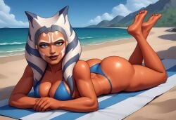 1girls 2024 2024s ahsoka_tano ai_generated alien alien_girl alien_humanoid ass athletic athletic_female beach beach_background beach_towel bedroom_eyes big_ass big_breasts big_butt big_lips bikini bikini_bottom bikini_top blue_bikini blue_bikini_bottom blue_bikini_top blue_eyes blue_stripes breasts cleavage clone_wars cloud clouds dark_lips dark_lipstick day director_joe420 eyelashes face_markings facepaint facial_markings feet feet_together feet_up female female_focus female_only from_front_position front_view grin grinning_at_viewer half-closed_eyes headband headgear headwear hi_res high_resolution highres humanoid incase_(style) island laying_down laying_on_stomach leg_lift leg_up legs_up lekku lekku_(anatomy) lips lipstick looking_at_viewer lying lying_on_stomach markings montrals mountain no_eyebrows no_watermark ocean on_front on_towel orange_body orange_skin palm_tree pony_diffusion_(model) pony_diffusion_xl sand seductive seductive_eyes seductive_gaze seductive_look seductive_pose seductive_smile smile smiling_at_viewer smirk smirking_at_viewer solo solo_female solo_focus stable_diffusion star_wars striped_markings stripes sunny sweat sweating sweaty the_clone_wars:_season_seven toes togruta toned toned_body toned_female towel tropical wet wet_body wet_skin wide_hips