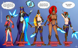 5girls abs alternate_breast_size alternate_outfit ancient_arrow ancient_bow ancient_cuirass ancient_greaves ancient_helm ancient_shield ancient_short_sword ancient_soldier_gear ancient_spear areola armor arrow big_breasts bow bow_and_arrow brainwashing breasts breath_of_the_wild busty cleavage comic corruption crossover dark-skinned_female dark_skin dialogue disc enemy_conversion english_text female female_only ganon gerudo high_heel_boots high_heels hourglass_figure hyrule_warriors knife lana_(the_legend_of_zelda) midna mind_control mipha multiple_girls nintendo nipples oo_sebastian_oo princess_mipha princess_zelda speech_bubble tech_control text the_guardian_girls_of_ganon_(comic) the_legend_of_zelda topless trident twili twili_midna twilight_princess urbosa voluptuous zelda_(breath_of_the_wild) zora