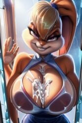 ai_generated ai_hands cum glass hot lola_bunny looney_tunes pushed_against_glass sexy smushed tune_squad