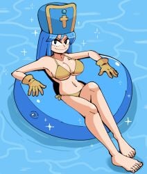blue_hair breasts dragon_quest dragon_quest_iii female female_only kevinarthurls looking_at_viewer priest_(dq3) solo swimsuit tagme
