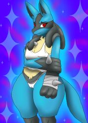 anthro artist_request blue_background blue_theme deatnightr34 furry furry_female game_freak lucario lucario_(female) nintendo pokemon pokemon_(species) pokephilia solo