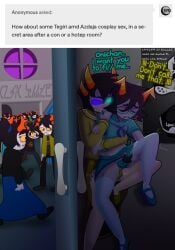 2boys azdaja_knelax color colored crossdressing crossdressing_male crowd cuntboy cuntboy_sans_balls dialogue exhibitionism exhibitionist gay herm hermaphrodite hiveswap homestuck intersex lamelittlebunny male male_focus male_only maleherm multi_genitalia no_humans non-human non-human_only penis public public_nudity public_sex pussy schoolgirl_uniform tegiri_kalbur yaoi