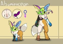 abominaceon animal_genitalia animal_penis anthro areola balls black_body black_fur black_nose blue_body body_horror breasts brown_body canid canine canine_genitalia canine_penis canis chimera duo e-01 eevee eeveelution erection espeon female feral flareon fur fusion gender_symbol generation_1_pokemon generation_2_pokemon generation_4_pokemon generation_6_pokemon genitals glaceon green_body green_fur hair herm hi_res hybrid hybrid_pokemon infibulation intersex jolteon knot leafeon looking_at_viewer mammal nintendo nipples nude orange_body penile_spines penis pokemon pokemon_(species) purple_body pussy ribbons sewn_pussy shiny_pokemon simple_background smile solo sylveon symbol tail text third-party_edit umbreon vaporeon white_body yellow_body yellow_fur