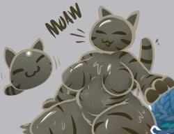 anthro big_breasts body_markings chicken chubby chubby_female curvy dripping female_only furry furry_only large_hands lendinval shiny shiny_skin slime slime_girl slime_monster slime_rancher slime_rancher_2 slimey swallowed_whole tabby_cat tabby_slime tail tail_markings yarn yarn_ball