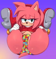amy_rose ass childhood_corruption childhood_crush childhood_ruined colourful corrupted_childhood ichig8miruku legs_held_open legs_over_head nostalgic panties pussy_outline puzzle_piece sonic_(series)