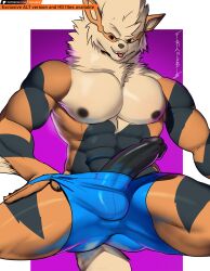 arcanine franubis generation_1_pokemon genitals hi_res humanoid humanoid_genitalia humanoid_penis male muscular muscular_male nintendo penis pokemon pokemon_(species) solo