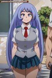 ai_generated aindroidparanoid big_breasts blue_eyes blue_hair boku_no_hero_academia breasts busty curvy hadou_nejire hourglass_figure huge_breasts large_breasts long_hair my_hero_academia nejire_hado school school_uniform schoolgirl shirt skirt stable_diffusion standing