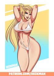 1girls absurd_res adora bikini blonde_hair breasts deckman female female_only hi_res large_breasts looking_at_viewer mrdeck she-ra she-ra_and_the_princesses_of_power solo swimsuit thick_thighs thighs tiara wide_hips