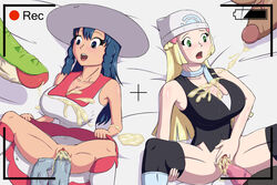 2girls 4boys alternate_costume anal animal_genitalia bangs bare_shoulders bed bent_penis big_penis blonde_hair blue_eyes blue_hair blush boots bosomancer braid breasts chesnaught cleavage clothed clothing_swap collarbone conkeldurr cum cum_inside cum_on_breasts cum_on_face dawn_(pokemon) diphallia diphallism dress emboar female futanari green_eyes hat huge_cock human large_breasts large_penis lillie_(pokemon) long_hair machamp male monster multi_penis nintendo open_mouth penetration penis pig_penis pokemon pokemon_(species) pokemon_dppt pokemon_sm pokephilia pussy recording scarf sex skirt skirt_lift smile socks spread_legs thighhighs thighs tied_hair vaginal_penetration veiny_penis