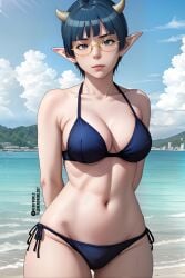 ai_generated beach big_breasts bikini level_1_demon_lord_and_one_room_hero sexy short_hair waifu zenia_(level_1_demon_lord_and_one_room_hero)