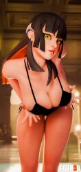 big_breasts cleavage countess_daraku_(fortnite) fortnite helix3d looking_at_viewer showing_off