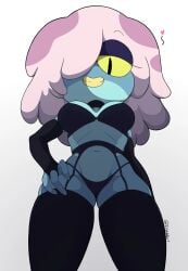 aged_up amphibia amphibia_(series) anthro anthro_female breasts elbow_gloves fingerless_gloves frog frog_girl goth goth_girl huge_breasts irishfeller1 lingerie maddie_flour thighhighs