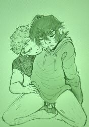 2boys 2d 2d_(artwork) black_hair clothed cuntboy cuntboy_focus finger_fuck fingering fingers keith_kogane lance_mcclain lip_piercing naked_sweater piercing piercings pubes pubic_hair sketch sweater sweatshirt transmasc vaginal_penetration vaginal_penetration