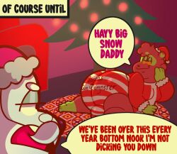 anthro anthro_only anthrofied anukkyt ass ass_focus big_ass big_butt bottom_(anukkyt) carpet christmas christmas_clothing christmas_decorations christmas_hat christmas_headwear christmas_lights christmas_outfit christmas_present christmas_tree chubby chubby_anthro chubby_belly chubby_cheeks chubby_male comic comic_page cum_dumpster english english_dialogue english_text eyes_half_closed eyes_half_open fat fat_ass fat_butt fat_man furry furry_ass furry_male furry_only oc offering offering_sex original_character original_characters santa santa_claus showing showing_ass showing_off showing_off_ass speech_bubble speech_bubbles suggestive suggestive_clothes suggestive_clothing suggestive_dialogue suggestive_gesture suggestive_look suggestive_pose suggestive_posing suggestive_smile suggestive_text tight_underwear white_and_red