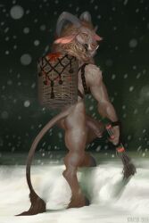 anthro ass balls bara barazoku christmas demon flaccid furry horns korichi krampus male male_only muscles muscular nude penis solo solo_male