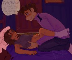 aftoncest bed dad_and_son doggonerabbid_(artist) five_nights_at_freddy's five_nights_at_freddy's_4 fox_mask gay gay_sex incest male_only michael_afton teenager william_afton