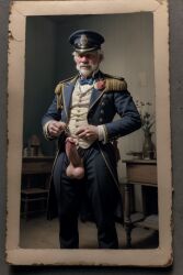 19th_century 1boy ai_generated big_balls big_penis daddy gay ia male male_only military military_uniform muscle older_male rd_(artist) soldier solo solo_male uniform