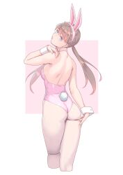 ass ass_grab backview blue_eyes bunny_costume bunny_ears bunny_girl bunny_tail bunnysuit kantai_collection looking_at_viewer looking_back pantyhose slim_waist teenager thick_thighs yuuji_(and)