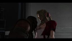 1boy 1girls 3d aerith_gainsborough animated barret_wallace breast_sucking breasts breasts_out dark-skinned_male final_fantasy final_fantasy_vii final_fantasy_vii_remake interracial light-skinned_female nipple_licking nipples no_sound small_breasts square_enix tagme teehee7990 video