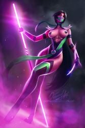 ass black_hair breasts eyes fanart female female_only girls green_body green_dress jade_(mk9) jade_(mortal_kombat) legs long_hair long_legs mortal_kombat oiuuart pilon pink_background purple_background sex sexy_body tan_body thick thick_ass thick_body thick_boobs thick_legs thick_thighs woman_focus woman_only