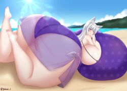 1girls ass_bigger_than_head ass_bigger_than_torso beach bikini breast_squish breasts_bigger_than_head breasts_bigger_than_torso enormous_ass enormous_breasts huge_breasts hyper hyper_ass hyper_breasts looking_at_viewer massive_ass massive_breasts smug solo_female tagme wolf_girl yukimiiart