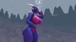 3d 3d_(artwork) anthro asphyxiation big_breasts breasts chained cynder dragon drowning female female_only imminent_death kami_dragon nipples peril scalie sfm solo solo_female source_filmmaker spyro_the_dragon underwater