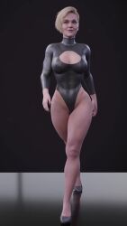 3d animated athletic athletic_female big_breasts blender blonde_hair boob_window breasts dc dc_comics fisherman fit_female happy huge_breasts injustice_2 kara_zor-l karen_starr large_breasts leotard looking_pleasured pleasure_face power_girl power_girl_(injustice) short_hair smile sound superman_(series) video walk_cycle walking