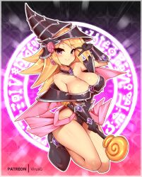 1girls big_breasts blonde_hair blush clothed clothing female female_focus female_only kneeling long_hair looking_at_viewer magi_magi_magician_gal magical_girl purple_eyes sitting solo solo_female virus-g yu-gi-oh! yu-gi-oh!_zexal