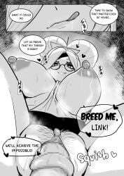 big_breasts black_and_white breasts censored censored_penis censored_pussy comic comic_page english_text eyewear female_focus gigantic_breasts glasses huge_breasts impregnation_request lactating lactation large_breasts licking_lips link link_(tears_of_the_kingdom) mosaic_censoring nintendo paid_reward_available panels purah purah_(tears_of_the_kingdom) sakino_yumeko sakiyume11 tears_of_the_kingdom text the_legend_of_zelda tied_hair tongue tongue_out unseen_male_face