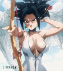 >:d 1female 1girls 2023 angel_wings artist_name base_form_kefla big_breasts black_hair bow_and_arrow breasts choker clothed clothed_female clothing clouds cupid's_arrow cupid_costume dindakai dragon_ball dragon_ball_super earrings female female_focus female_only female_saiyan female_solo fit fit_female green_earrings heart heart_arrow hi_res high_resolution highres kefla latex latex_clothing latex_suit loading pointing potara_earrings potara_fusion saiyan_girl shiny shiny_breasts shiny_clothes shiny_hair shiny_skin skinny sky smirk smirking spiky_hair tagme thick thick_body thick_breasts thick_hips universe_6 universe_6/universe_7 valentine's_day valentines_day white_clothes white_clothing wings zipper zipper_down