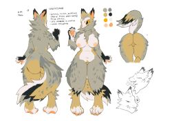 2021 anthro areola ass biped black_body black_ears black_eyes black_fur black_tail brown_ears brown_tail canid canine canis claws closed_eyes color_swatch countershading english_text female front_view full-length_portrait fur genitals grey_body grey_fur grey_tail headshot_portrait hi_res hindpaw mammal multicolored_body multicolored_fur multicolored_tail nipples nude orange_sclera paws pink_areola pink_inner_ear pink_nipples pink_nose portrait pussy rear_view simple_background slightly_chubby smile solo standing tail text thorn_paw tongue tongue_out white_background white_body white_countershading white_face white_fur white_tail wolf