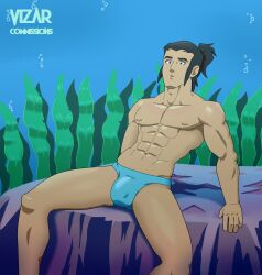 abs black_hair buldge garth gay long_hair male_only purple_eyes speedo speedo_only tank_top thong underwater vizar young_justice