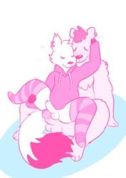 2016 anthro balls bear blush brushy_(cat-boots) canine cat-boots closed_eyes cute drop_(cat-boots) duo ear_piercing foreskin fox frottage fur furry hoodie humanoid_penis male male_only mammal multicolored_tail nude on_top penis piercing reverse_cowgirl_position romantic_couple sex simple_background smile sparkles thighhighs white_fur yaoi