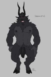 anthro balls bara barazoku christmas demon flaccid furry horns krampus kupo_klein male male_only muscles muscular nude penis solo solo_male